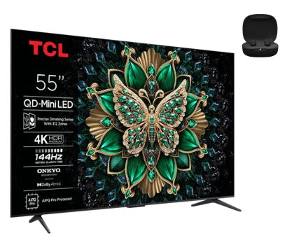 Telewizor 55" TCL 55Q6C MiniLED 144Hz QLED Google TV + Vibe Flex 2 Czarne